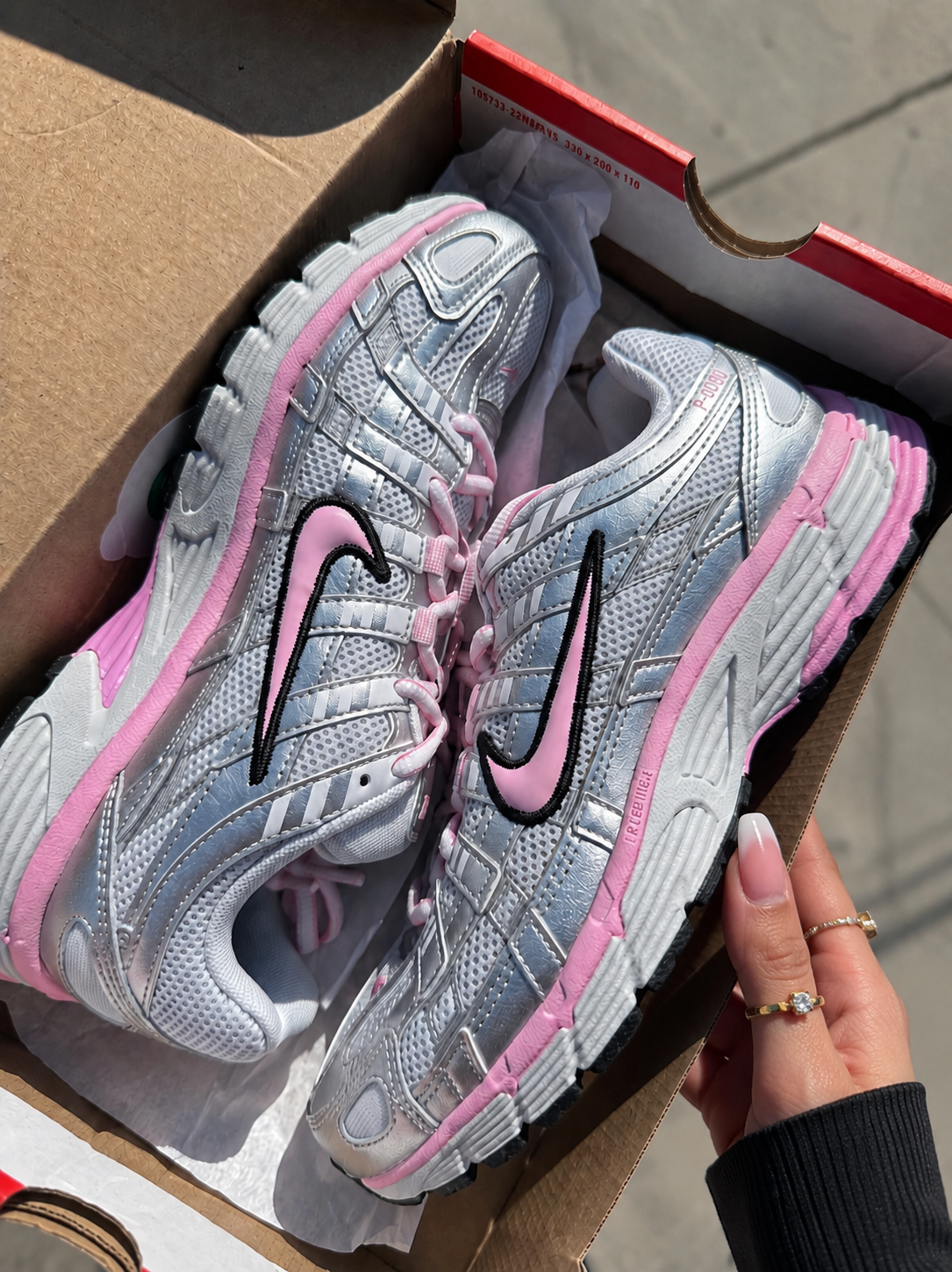 NIKE P-6000 "PURE PLATINUM/PINK RISE-METALLIC SILVER" WOMEN