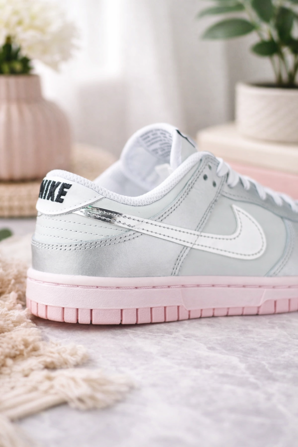 NIKE DUNK LOW LX "PHOTON DUST/METALLIC SILVER-PINK FOAM" WMN