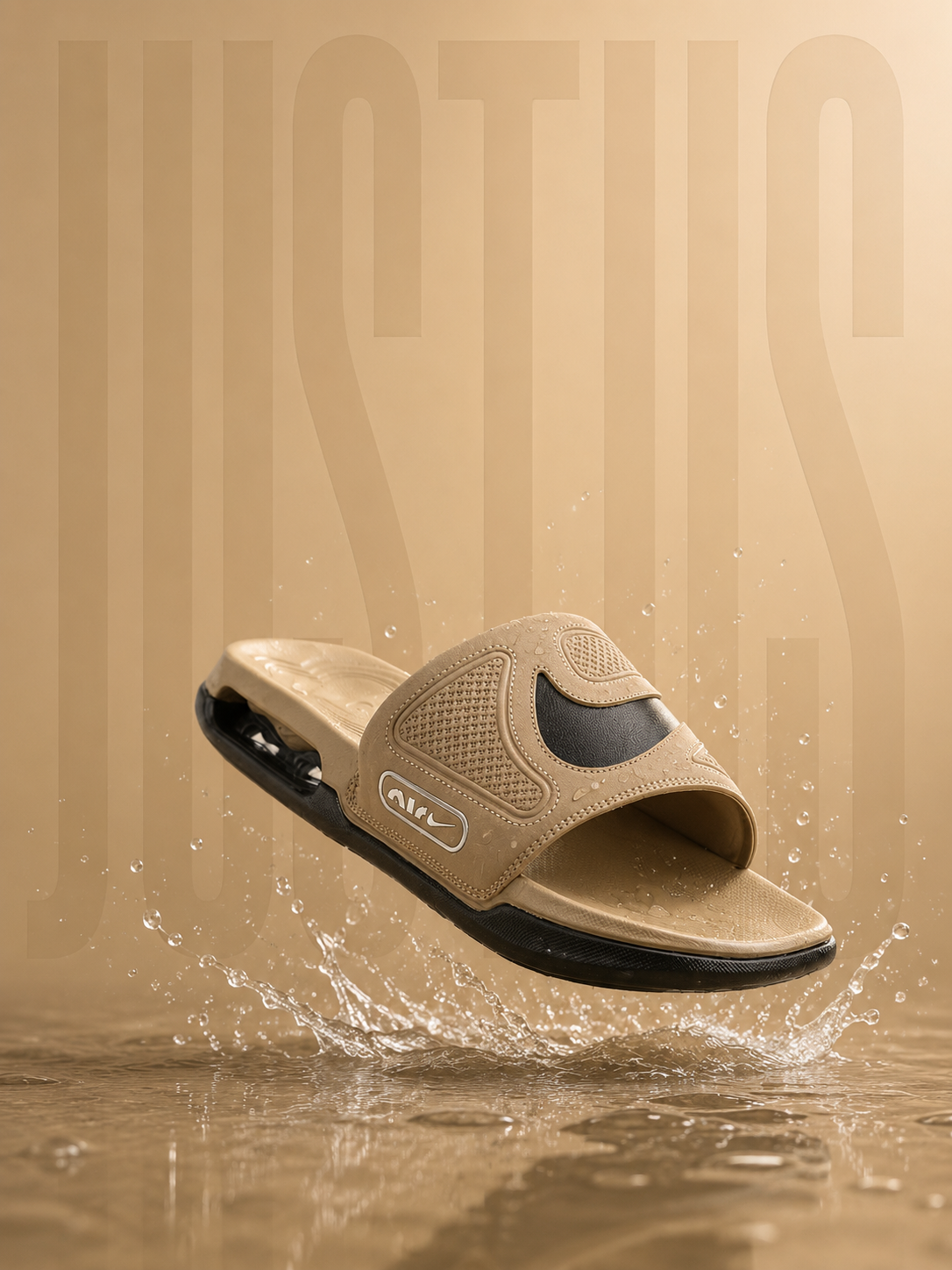 NIKE AIR MAX CIRRO SLIDE SANDALS KHAKI BLK