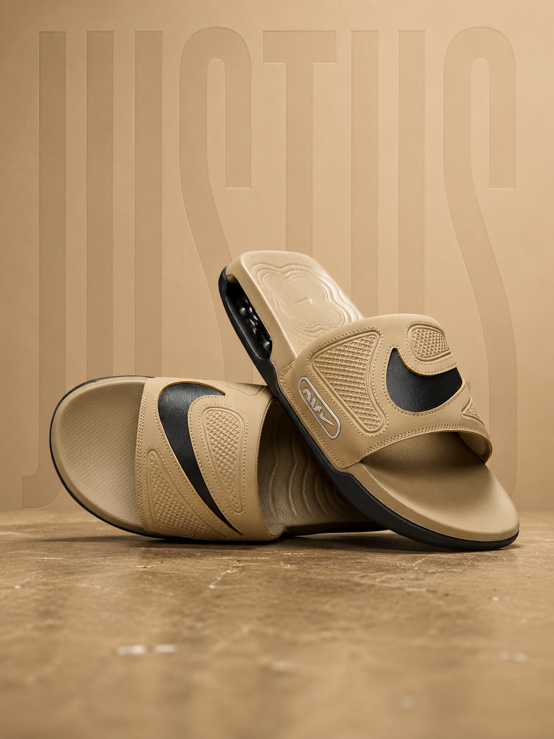 NIKE AIR MAX CIRRO SLIDE SANDALS KHAKI BLK
