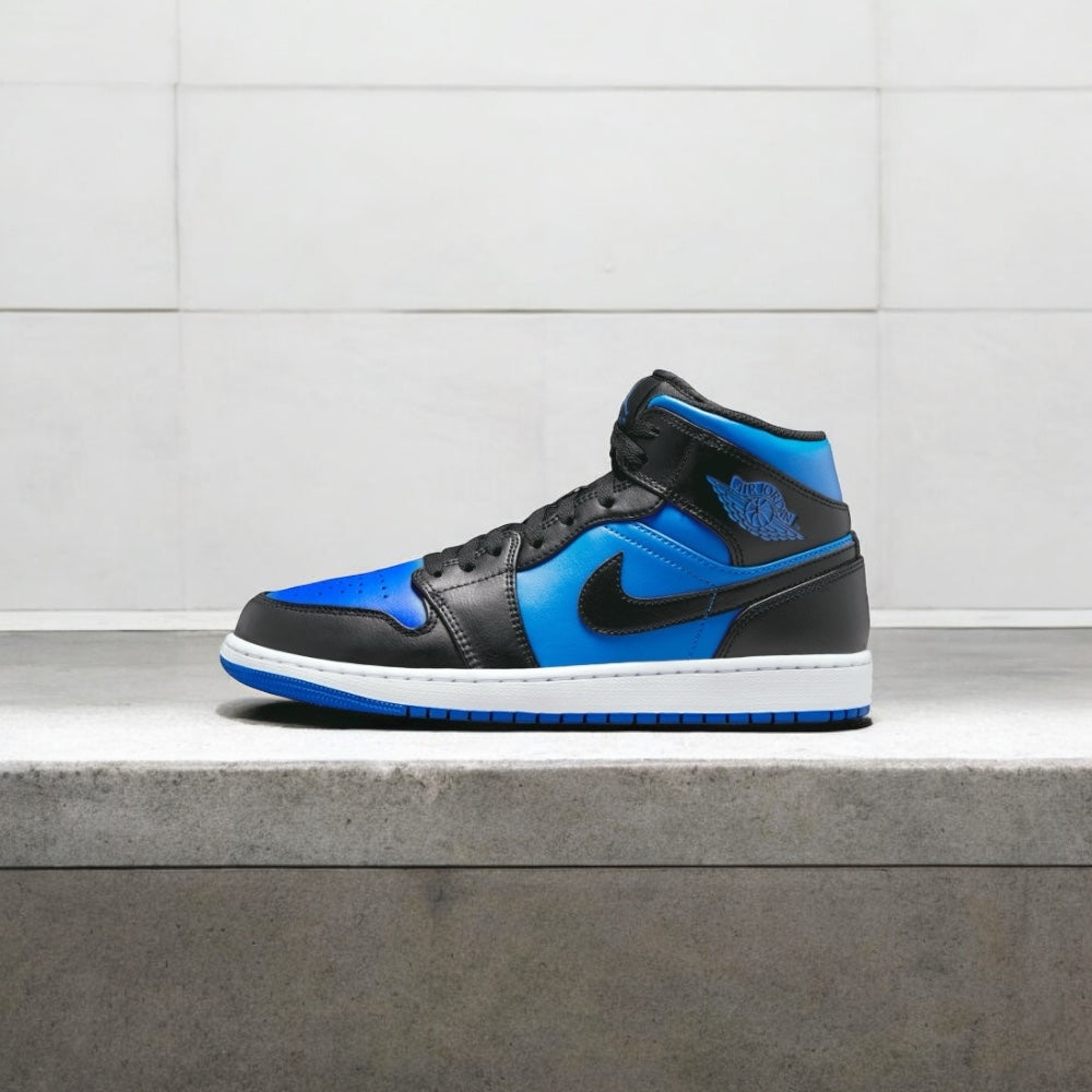 Jordan 1 Mid Noir Royal Métallisé