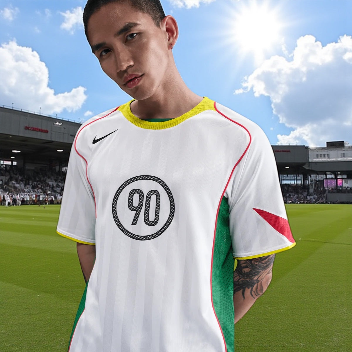 NIKE TOTAL 90 DRI-FIT SOCCER JERSEY - WHITE / OPTI YELLOW