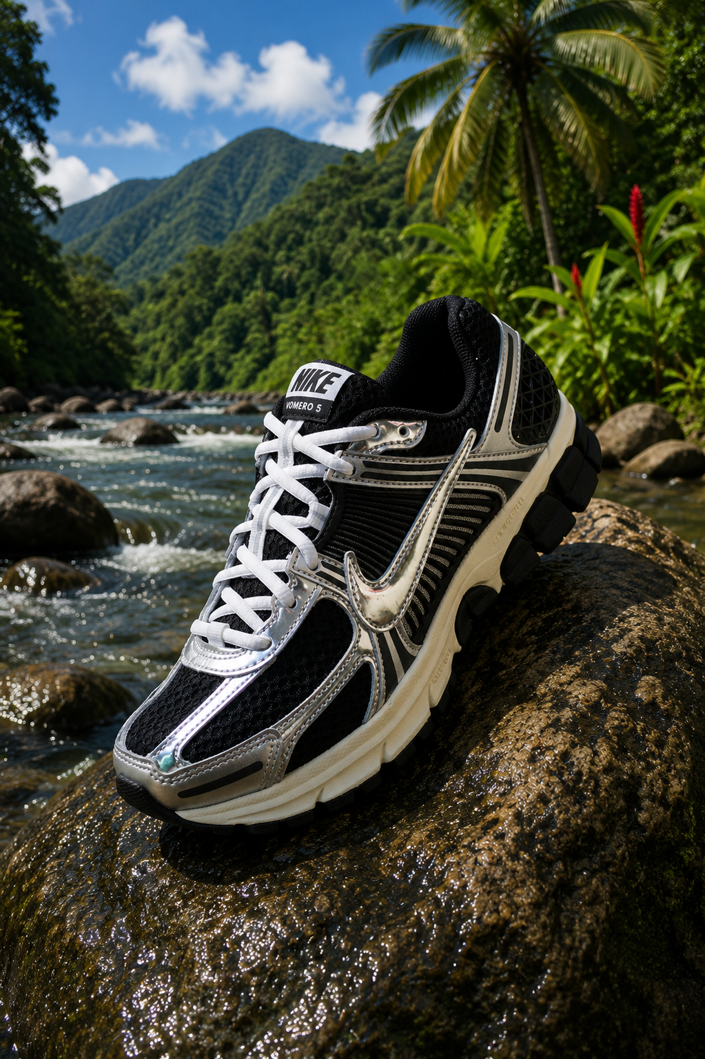NIKE ZOOM VOMERO 5 "BLACK/CHROME-METALLIC SILVER"