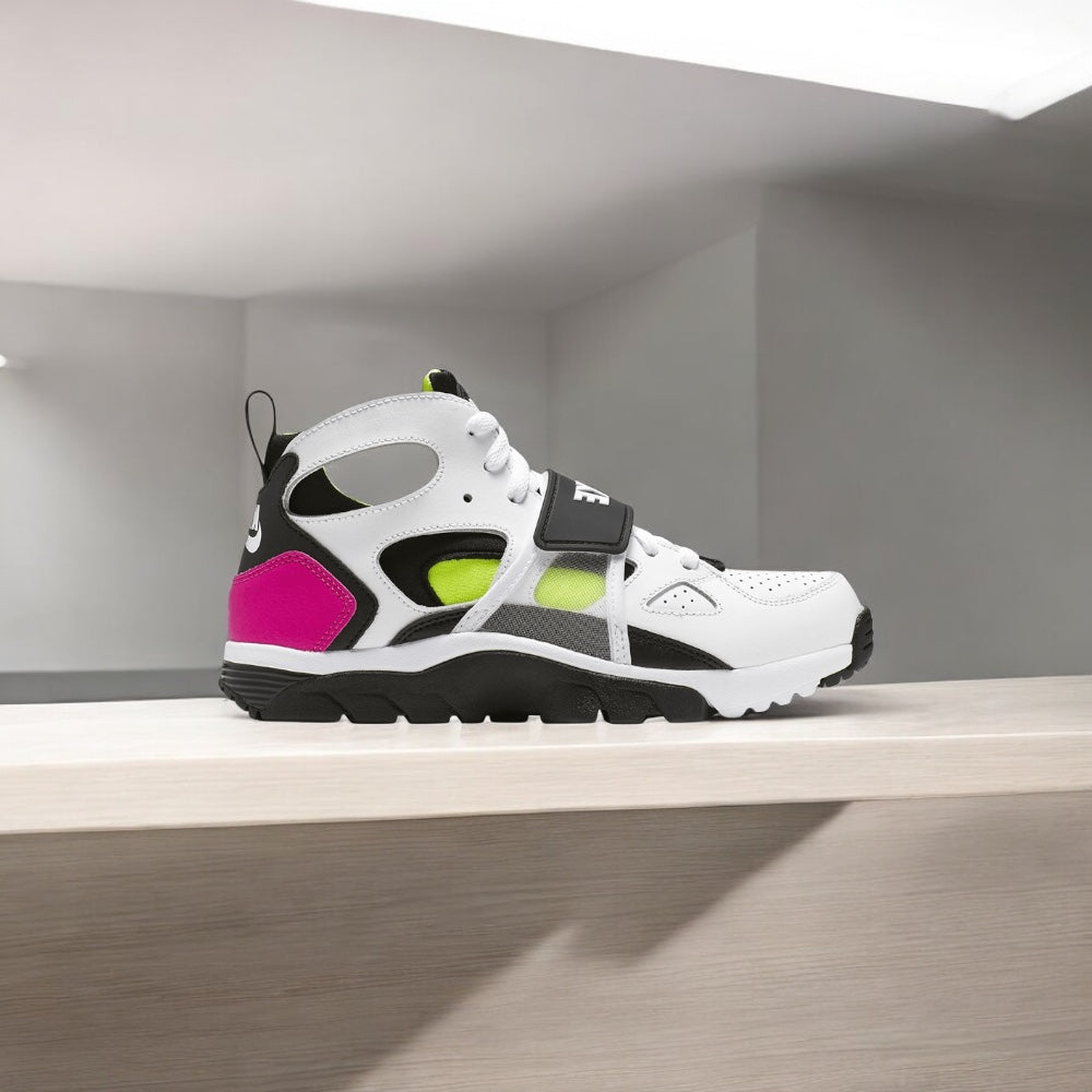 Nike Air Trainer Huarache Blanc Laser Fuchsia Volt Noir (GS)