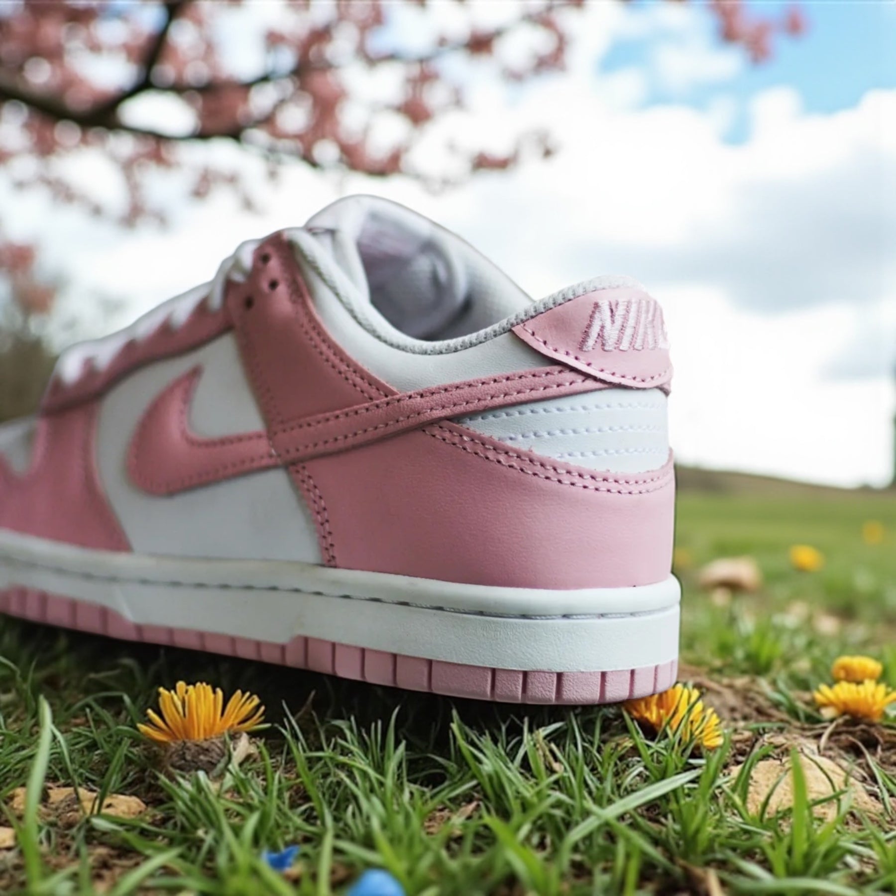 NIKE DUNK LOW (GS) "WHITE/MED SOFT PINK-WHITE-WHITE"