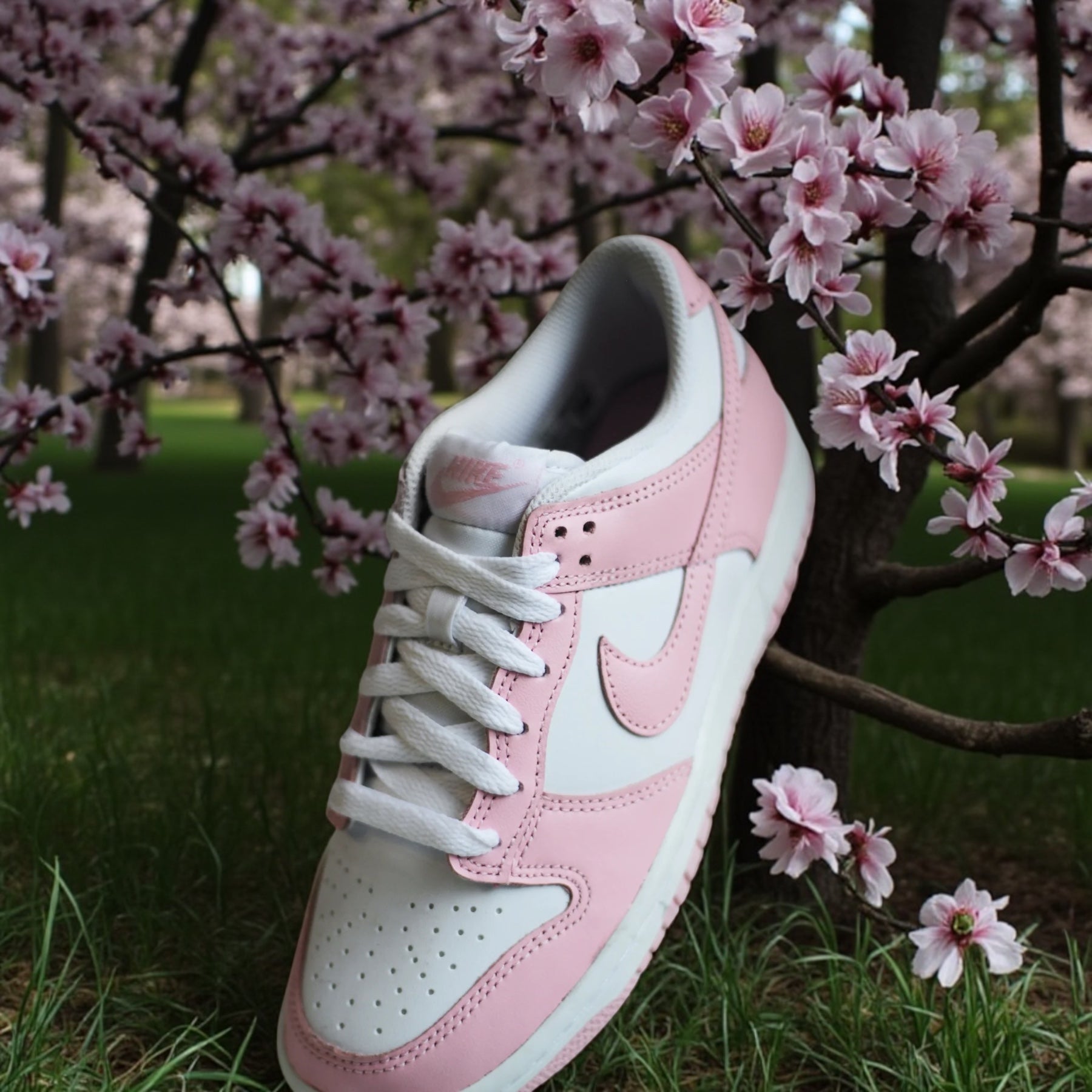 NIKE DUNK LOW (GS) "WHITE/MED SOFT PINK-WHITE-WHITE"